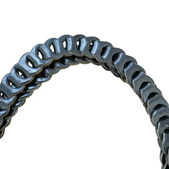 The Sak Black Crochet Woven Tote Bag with‎ Leather Handles Boho Shoulder Purse - Picture 3 of 5